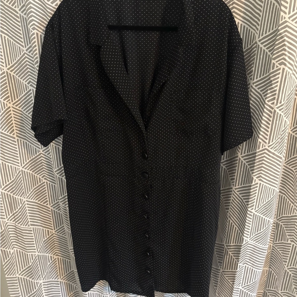 Nasty Gal Black Button Down Shirt with White Dots